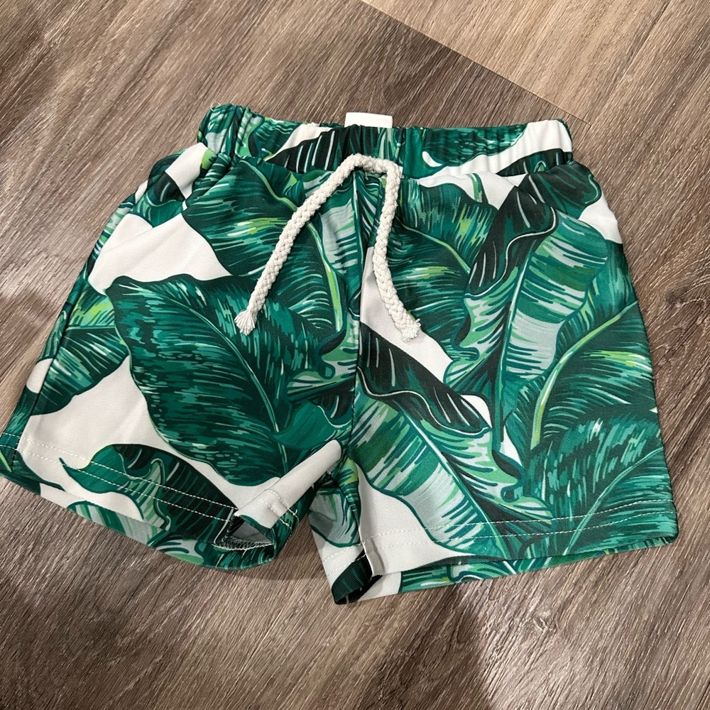 Tropical Leaf Print Toddler Swim Shorts